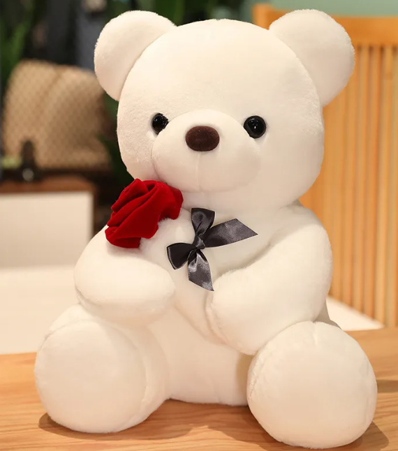 Hugging Roses Teddy Bear Plush Pillow image