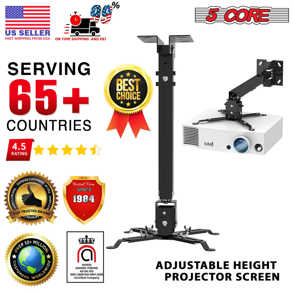 5Core Projector Mount Ceiling Wall Universal Holder Adjustable Low Profile Capacity 40lb image