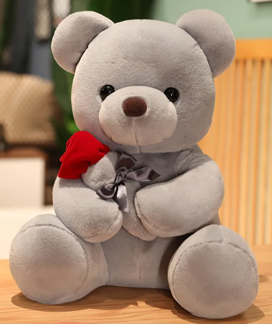 Hugging Roses Teddy Bear Plush Pillow image